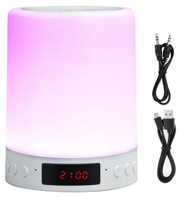 Obrázok produktu pre Bluetooth reproduktor, budík, farebné nočné svetlo, dotykové ovládanie, LED stolná lampa