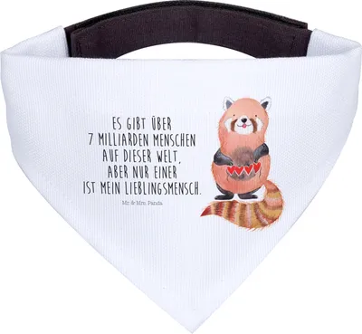 Produktbild von Mr. & Mrs. Panda Bandana Roter Panda - Weiß - Geschenk, Lustige Sprüche, Halstuch Für Große Hunde, Liebe, Herz, Hund, Rot, Lieblingsmensch, Liebling
