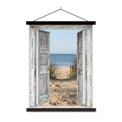 Produktbild von MuchoWow® Textilposter Düne - Strand - Aussicht - Sommer 90x120 cm mit schwarzem Rahmen - Dekoration