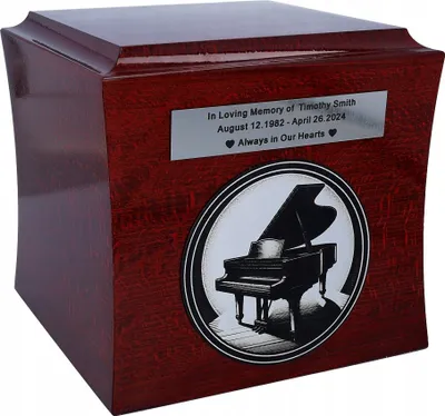 Zdjęcie produktu dla Ekskluzywna Drewniana Urna Pogrzebowa Dla Pianisty, Urna Personalizowana