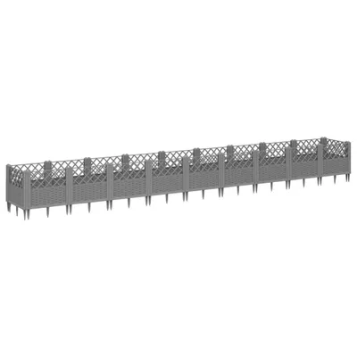 Produktbild von Pflanzkasten mit Erdspießen Hellgrau 363,5x43,5x43,5 cm PP