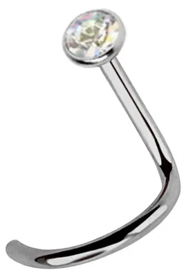 Produktbild von Titan Nasenpiercing Stecker Spirale 1,0 mm mit Stein in 2,5 mm, multiklar