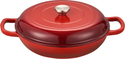 Produktbild von MOA Gusseisen Bräter - 3,5L Schmortopf - Für Alle Wärmequellen inkl. Induktion - Mit Deckel - Ø 30cm - Antihaftbeschichtung - Rot