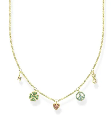 Obrázok produktu pre THOMAS SABO dámsky náhrdelník s príveskami Retiazka so symbolmi zlatá, viacfarebná KE2123-488-7-L42V