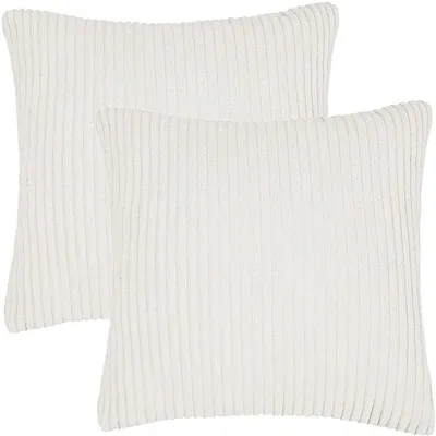 Image de Housses de coussins décoratifs, lot de 2, en velours, pour canapé, blanches, 50x50 cm