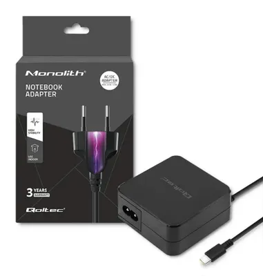 Produktbild von Qoltec 51027, Drinnen, AC, Gleichstrom, USB, 20 V, 1,75 m, Schwarz