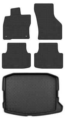 Productafbeelding van Rubberen automatten + kofferbakmat voor Seat Leon IV vanaf 2020 (hatchback) – 5-delig, zwart, op maat – Wielganizator