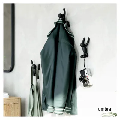 Produktbild von Buddy Haken - Dekorative Wandhaken für Jacken, Schals, Taschen, Rucksäcke, Handtücher und mehr, 3er-Set, Schwarz