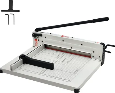 Immagine prodotto di SucceBuy Taglierina per carta pesante da 17", ghigliottina industriale per carta A3, capacità 400 fogli, taglierina in acciaio massiccio per ufficio, casa, scuola, bianco
