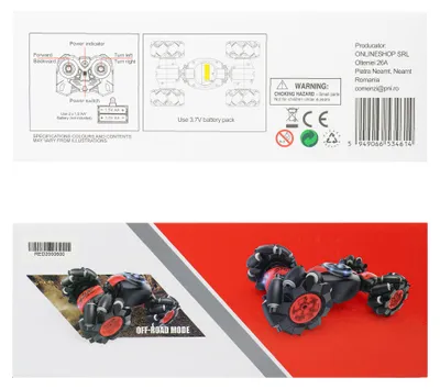 Produktbild von Silvercloud RedTwo Offroad-Spielzeug, mit Fernbedienung und Gestensteuerung, Formänderung, 500-mAh-Ersatzbatterie im Lieferumfang enthalten, rot