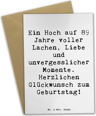 Produktbild von Mr. & Mrs. Panda valentinstagskarte Spruch 89. Geburtstag - Weiß - Geschenk, hochzeitskarten, Geburtstagsfeier, langerfülltes Leben, Happy Birthday, einladungskarten