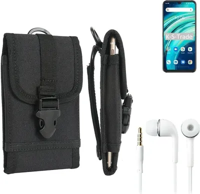 Produktbild von K-S-Trade Holster Schutz Hülle kompatibel mit UMIDIGI A9 Pro Gürteltasche Handy Hülle Tasche outdoor Seitentasche schwarz 1x + Kopfhörer