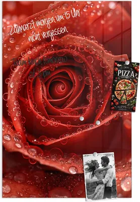 Produktbild von Magnettafel 60x90cm Pinnwand Whiteboard beschreibbar - Wassertropfen Rose