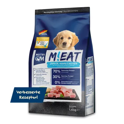 A bag of dog food with a puppy on it.
