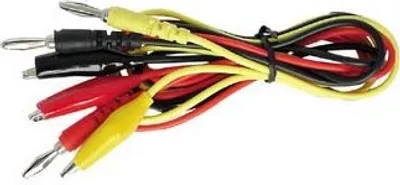 Produktbild von Velleman Messleitung, Set, 3 Stück, Bananenstecker 4 mm auf isolierte Krokodilklemme, Kabellänge 90