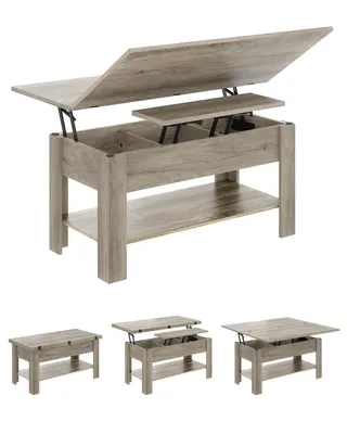 Produktbild von AODEMOKO Couchtisch Höhenverstellbar, 3-in-1-Multifunktions Coffee Table mit Versteckter Aufbewahrung, Grau