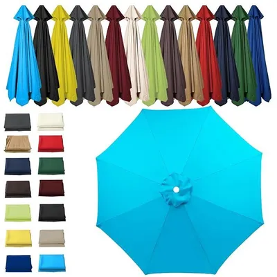 Image de Parapluie de jardin de 3 mètres - avec 8 baleines - protection UV 40+ - sans structure de support - idéal pour terrasses, intérieurs, piscines ou pour deux personnes - couleur bleu océan