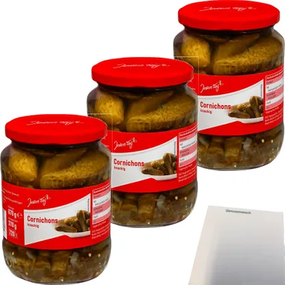 Produktbild von Jeden Tag Cornichons 3er Pack (3x720ml Glas) + usy Block