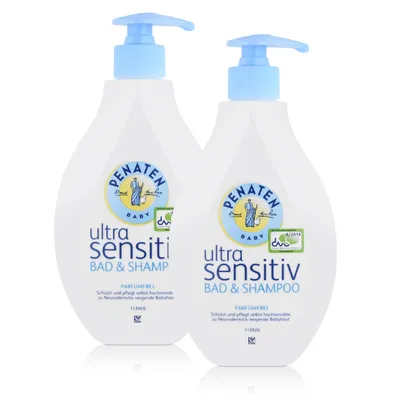 Produktbild von Penaten Baby ultra sensitiv Bad & Shampoo 400ml - Parfümfrei (2er Pack)
