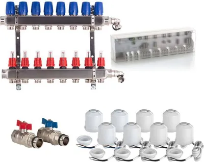 Produktbild von Heizkreisverteiler Komplettset BASIC für Fußbodenheizung 8 Heizkreise