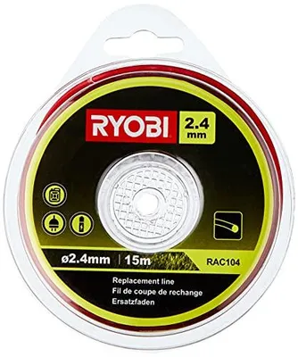 Image de Ryobi RAC104 Bobine de fil ronde universelle pour débroussailleuse, 2,4 mm x 15 m, rouge