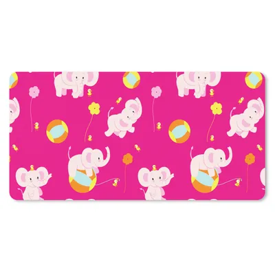 Produktbild von MuchoWow® Schreibtischunterlage Elefant - Blumen - Muster 80x40 cm - XXL Mauspad - Gaming Mauspad