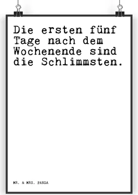 Produktbild von Mr. & Mrs. Panda Bild Die ersten fünf Tage... DIN A4 - Weiß - Geschenk, wanddeko, Sprüche, Plakat, Wandbild, kunstdruck poster, drucke, Wochenende Arbeit Beruf Büro