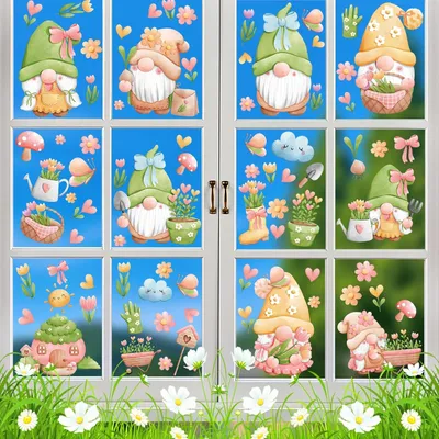 Imagen del producto de Calcomanías decorativas de colores, 12 unidades, para niños, para decorar ventanas
