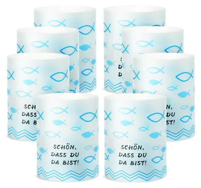 20 Fisch-Windlichter, Taufdeko, 10x26 cm, blau, PVC