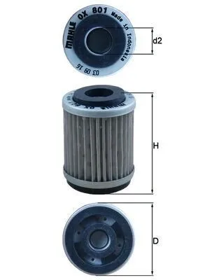 Produktbild von Ölfilter MAHLE OX 801 Filtereinsatz