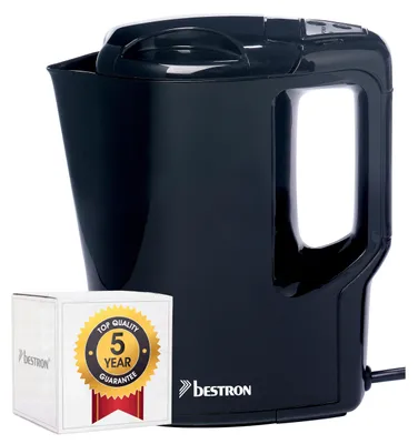 Produktbild von Bestron Handlicher Reise-Wasserkocher mit Kochstopp-Automatik, 0,9 Liter, 500 Watt, Schwarz