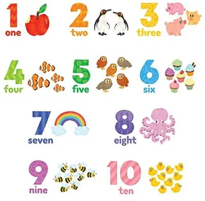 Image de Autocollants chiffres - Se retire facilement - Pour apprendre à compter - 2 feuilles - 74x25 cm