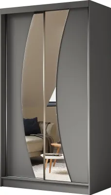 Produktbild von 120 cm Kleiderschrank Vex mit Spiegel inklusive 2 Schiebetüren Schwebetürenschrank (Farbe: graphit)