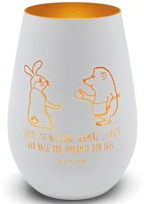 Produktbild von Mr. & Mrs. Panda Outdoor Windlicht Hase Igel - Weiß - Geschenk, Lustige Sprüche, Teelichthalter, Kerzenhalter, Herzschmerz, Liebe Spruch, Glas, Trösten, Laterne, und