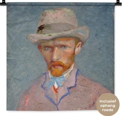 Produktbild von MuchoWow® Wandteppich Wandbehang Selbstporträt - Vincent van Gogh 60x60 cm Tapisserie Dekoration Wandtuch - Dekorationen - Wand Decke