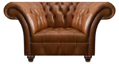 Immagine prodotto di Poltrona Chesterfield marrone monoposto da salotto in pelle imbottita 1 posto
