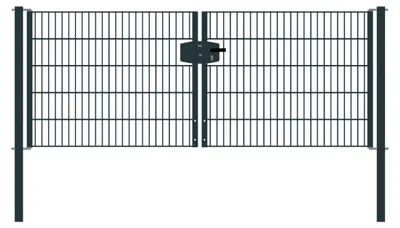Produktbild von Drahtgittertor 2-flügelig, Durchgangslichte: 264 cm, Gesamtbreite inkl. Pfosten: 276 cm - Ausführung: anthrazit beschichtet, Höhe: 103 cm
