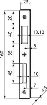 Produktbild von ROTO Schließblech für Sonderkostruktionen, 160 x 23 x 4,5 mm, Nylon
