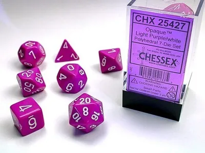 Obrázok produktu pre Chessex - nepriehľadná - sada 7 dielikov - svetlo fialová/biela