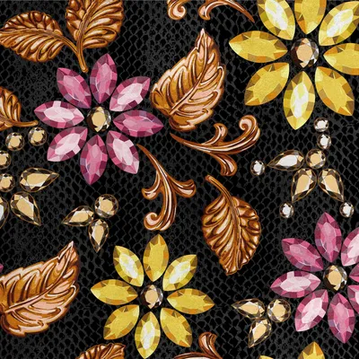 Produktbild von Royal Samt Stoff Polyester Zum Nähen - Motiv Diamantblumen