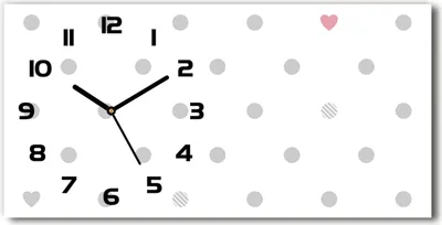 Produktbild von Wanduhr aus Glas – 60x30 cm - Glasbild - Glasuhr - Gehärtetes Glas - schwarze-zeiger - Punkte und Herzen
