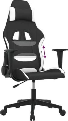 Produktbild von Gaming-Stuhl Schwarz und Weiß Stoff