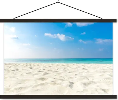 Produktbild von MuchoWow® Textilposter Strand - Licht - Sonne 90x60 cm mit schwarzem Rahmen - Aufhängungssatz