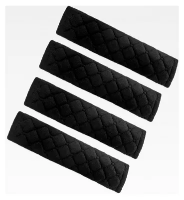 Produktbild von 4 Stück Abnehmbare Sicherheitsgurtpolster, Plüschfell für Autogurte, Rucksäcke, Kinderwagen, Schwarz, 10,2 x 2,7 Zoll