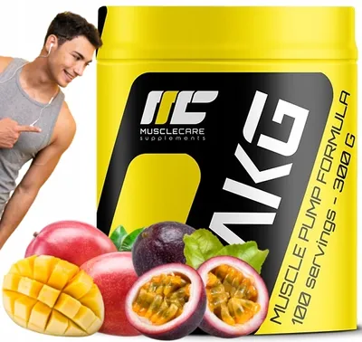Produktbild von AAKG L-Arginin, Nahrungsergänzungsmittel für vor dem Training, Mango-Maracuja-Geschmack, Muscle Care, 300g
