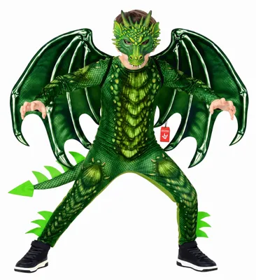 Image de Costume de dragon pour enfants, costume de Halloween vert pour enfants, M