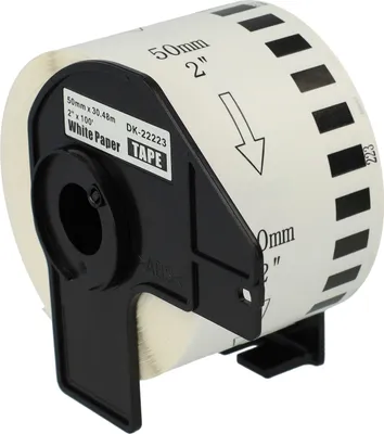 Produktbild von vhbw Rolle mit Halter 50mm x 30,48m (1 Etikette) kompatibel mit Brother PT QL-1100 C, QL-1100, QL-1100 NWB, QL-1100NWBC Drucker - Premium Weiß