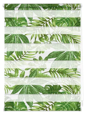 Produktbild von Lichtblick Duo Rollo Klemmfix, ohne Bohren, blickdicht, Blätter - Grün 80 cm x 150 cm (B x L)