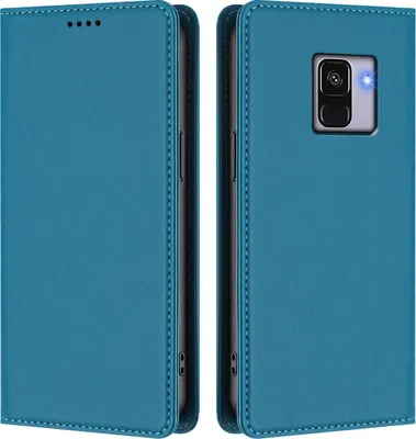 Image de Etui en cuir pour Samsung Galaxy A8 2018, étui magnétique en cuirPolyuréthaneavec support Lake blue