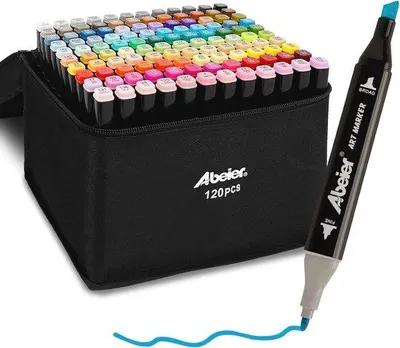 Produktbild von Famanu Marker Set 120 Farben - Doppelseitige Permanente Kunstmarker